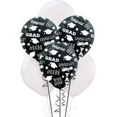 Graduation Celebration Black & White Latex Balloons - 12" (15 Pc) - Perfect for Grads, Parties & Milestone Achievements